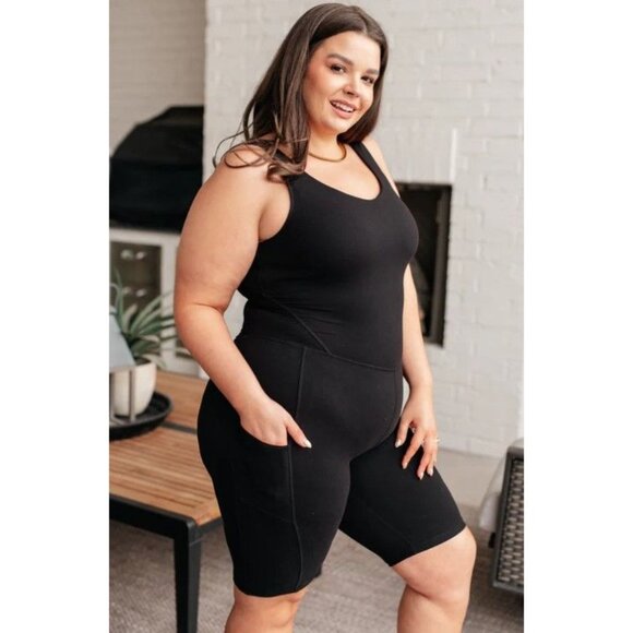 Cali Inspire Short Bodysuit Pure Black Size XXL Pockets NWT $108 Carrie Underwoo - Picture 10 of 11